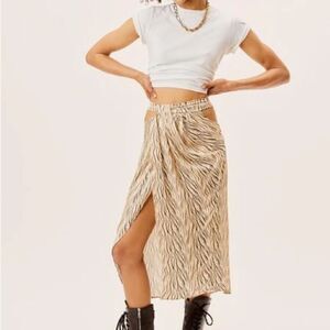 For Love And Lemons Lily Zebra Print Midi Skirt